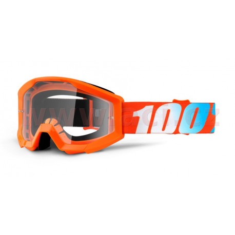brýle Strata Orange, 100% - USA dětské (čiré plexi s čepy pro slídy)